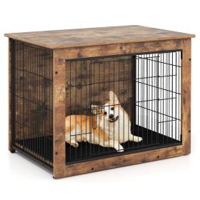 Dog Crate Furniture with Cushion and Double Doors for Small/Medium Dogs