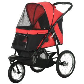 Pet Stroller for Small Dogs and Medium Dogs with Adjustable Canopy, Safety Tether, Storage Basket, Red