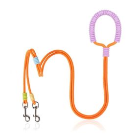 One To Two Anti-escape P-chain Dog Leash for Outdoor (Color: Orange, Type: Dogs Leash)